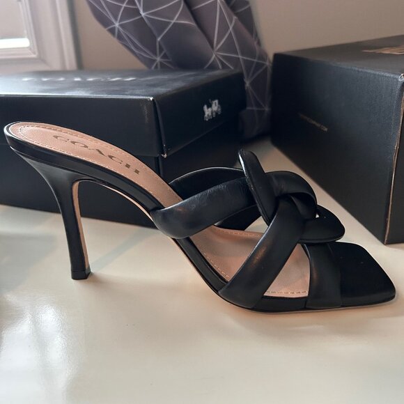 Coach Kellie Black leather Sandal sz 8.5 - Picture 5 of 7